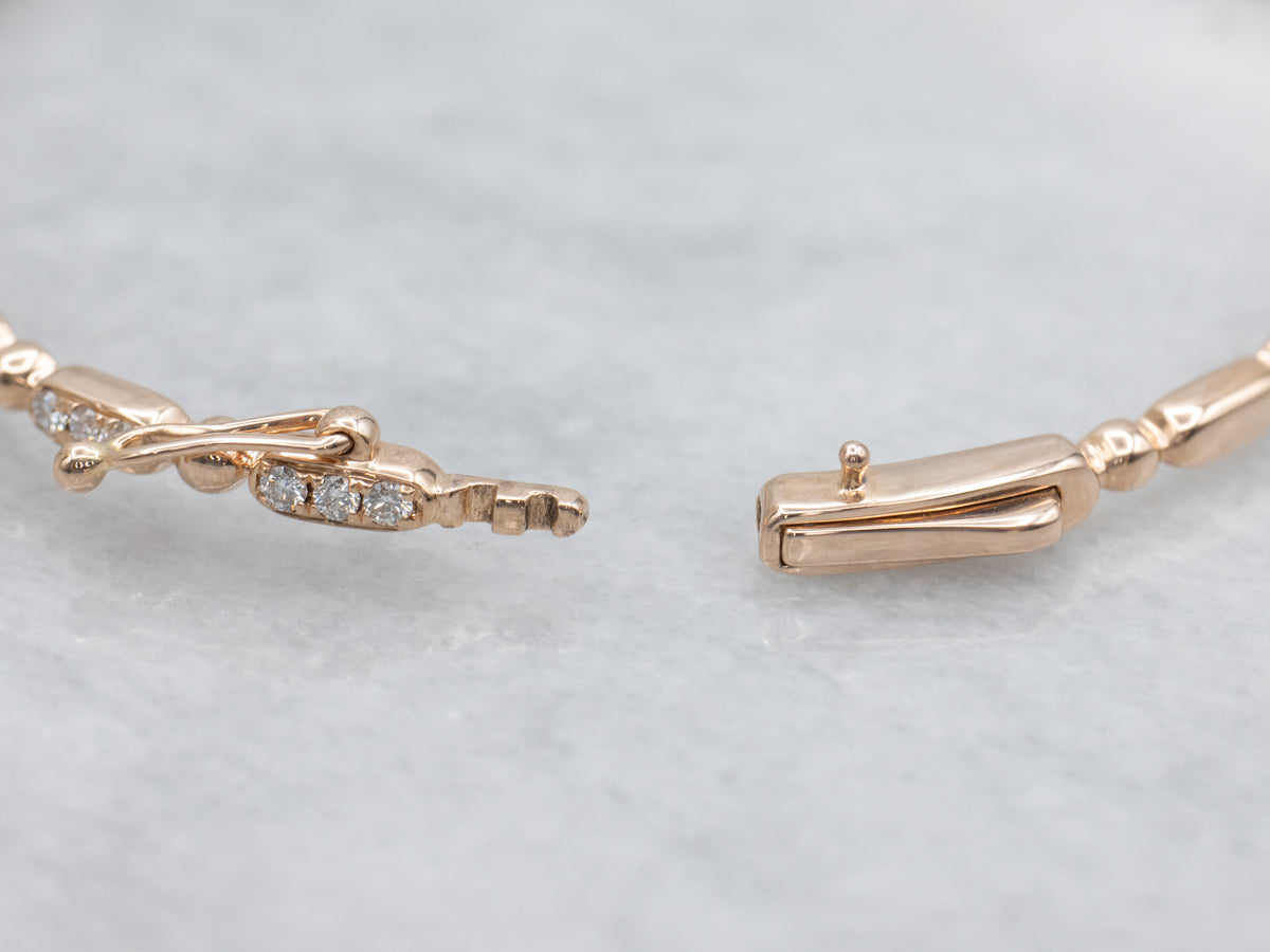 Hinged Rose Gold Diamond Bangle Bracelet