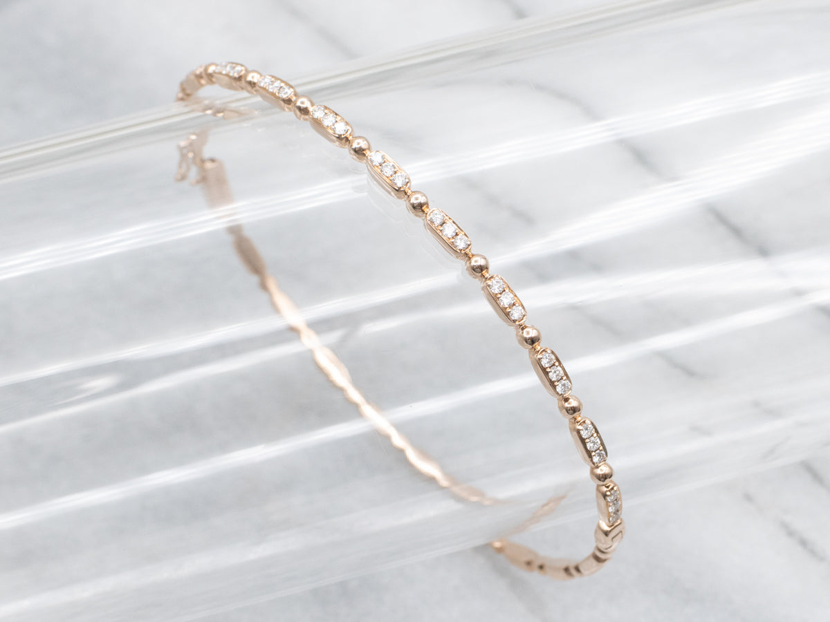 Hinged Rose Gold Diamond Bangle Bracelet