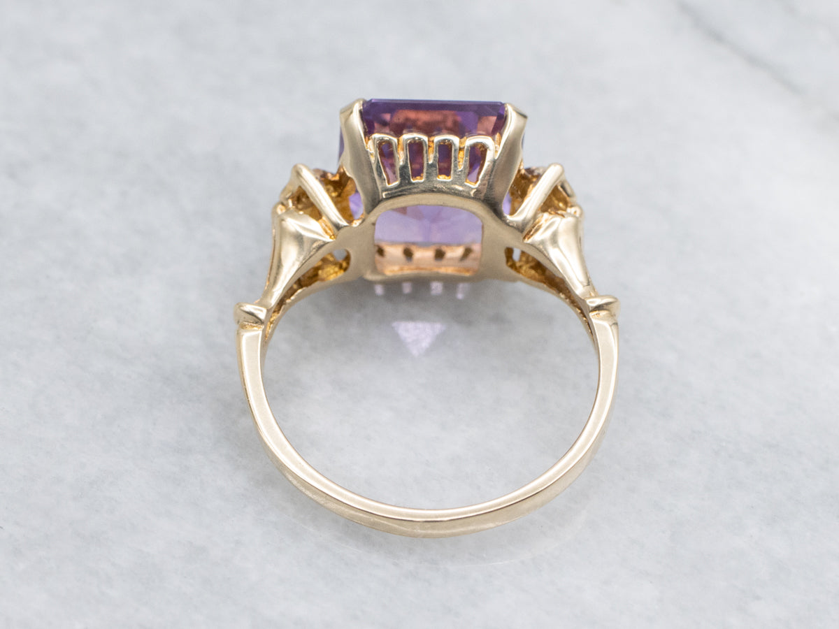 Amethyst Gemstone in Vintage Gold Floral Setting