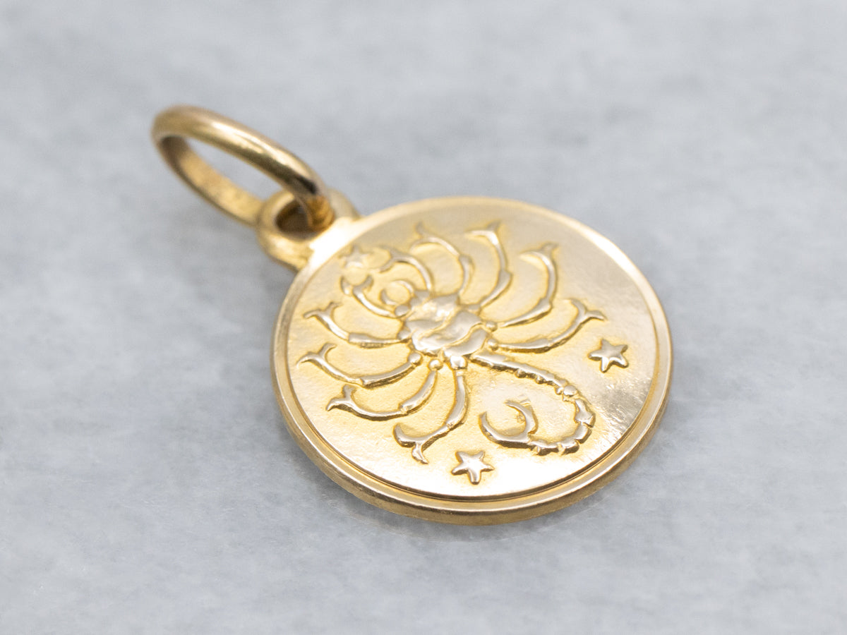 Scorpio Yellow Gold Zodiac Disc Pendant