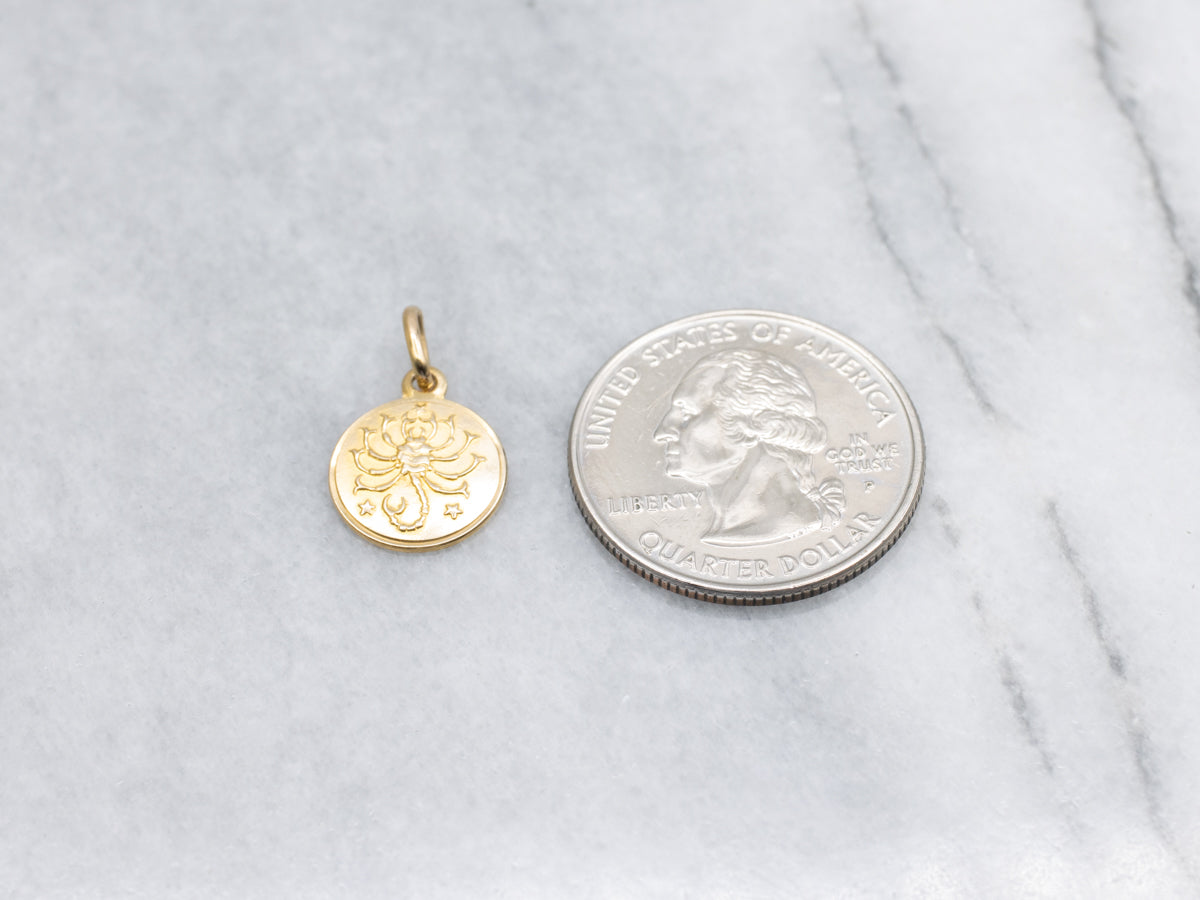 Scorpio Yellow Gold Zodiac Disc Pendant