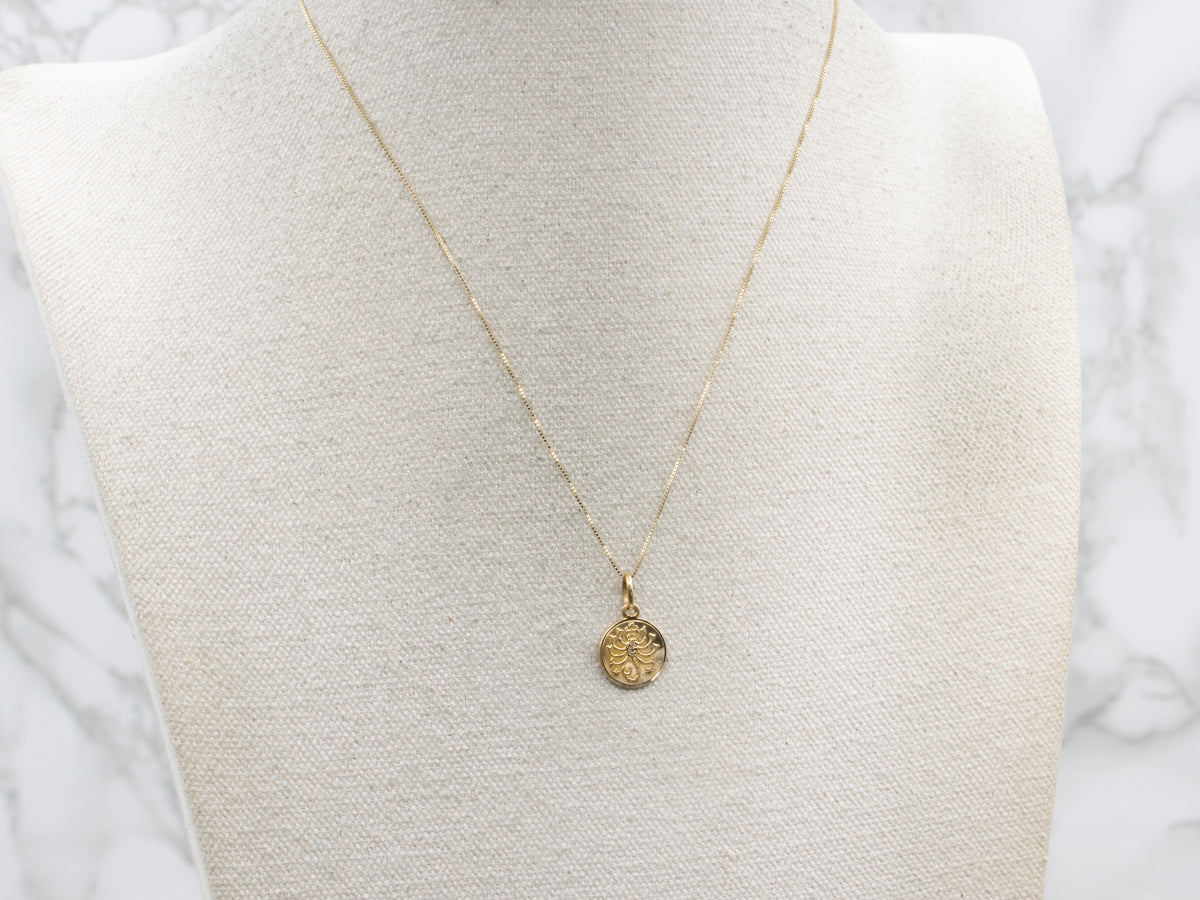 Scorpio Yellow Gold Zodiac Disc Pendant