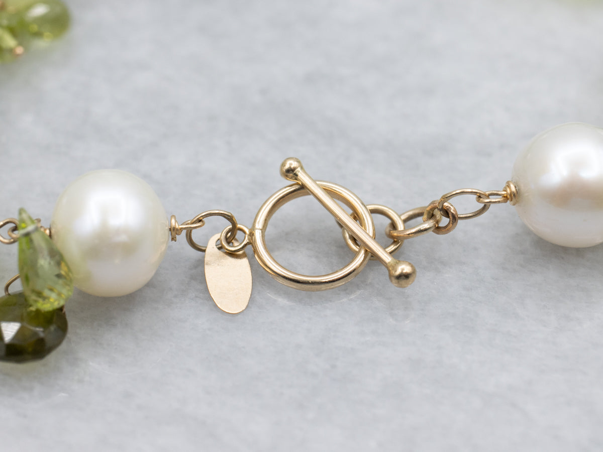 Gemmy Green-Hued Multi-Gemstone and Pearl Bracelet