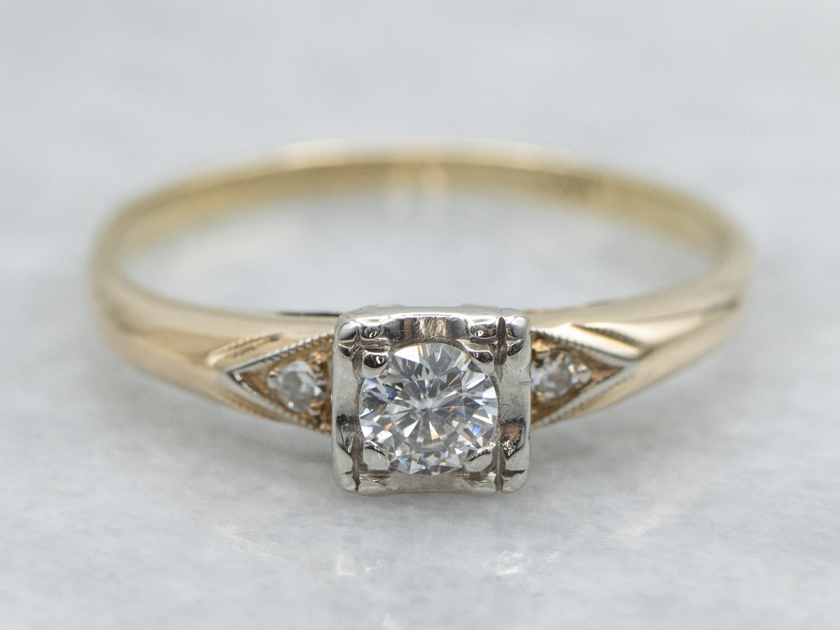 Retro Era Illusion-Set Diamond Engagement Ring