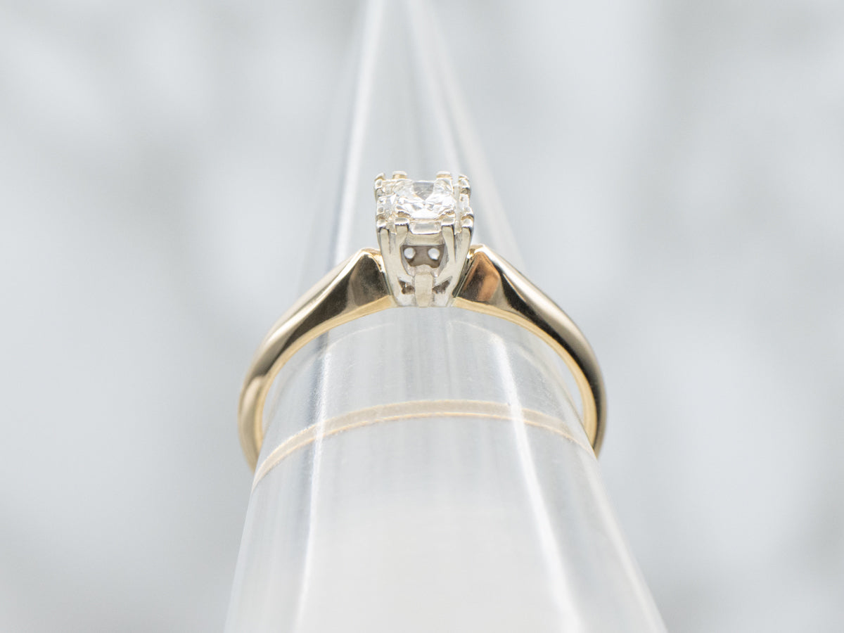 Diamond Solitaire in Two-Tone Gold Engagement Setting