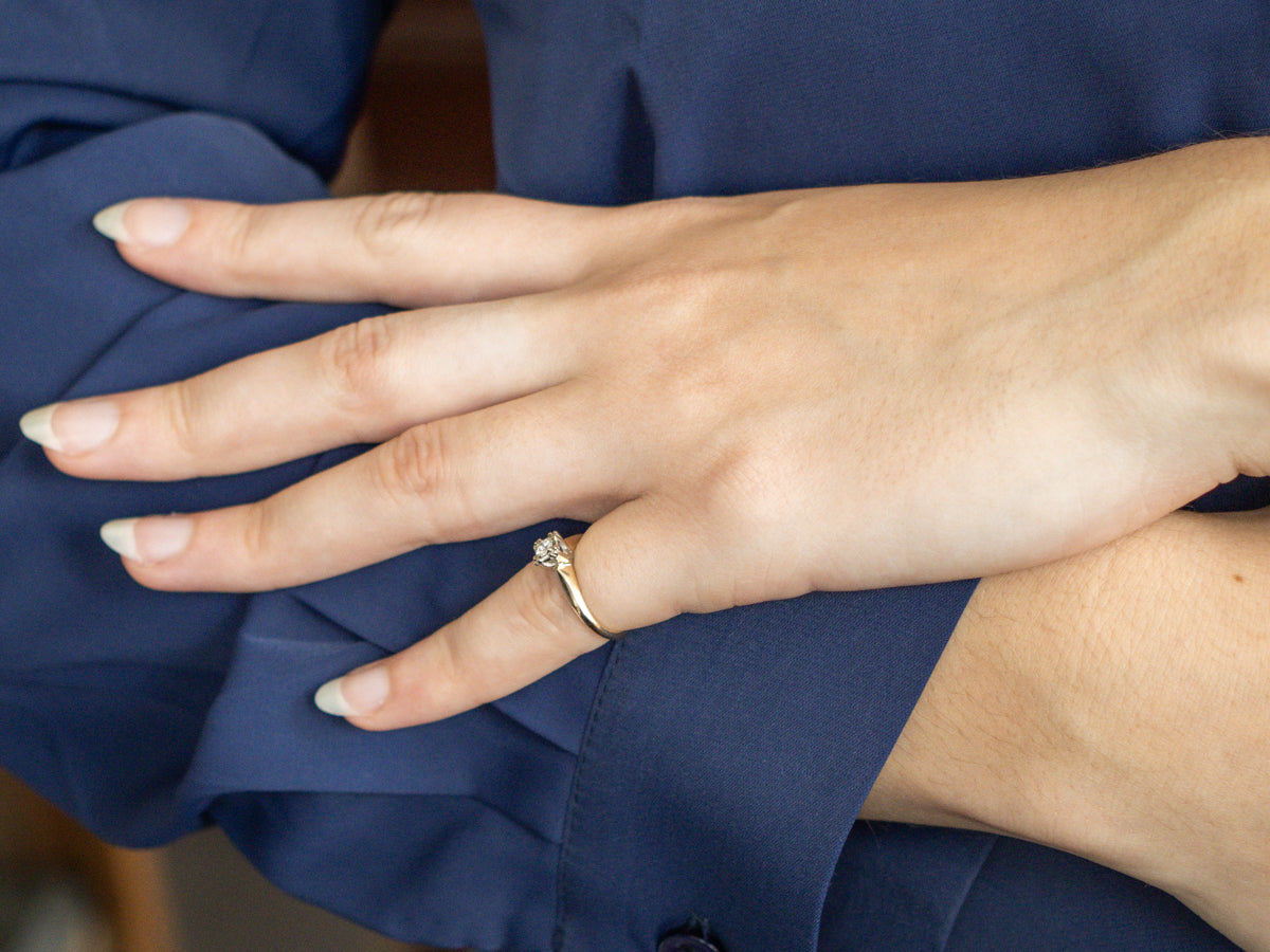 Diamond Solitaire in Two-Tone Gold Engagement Setting