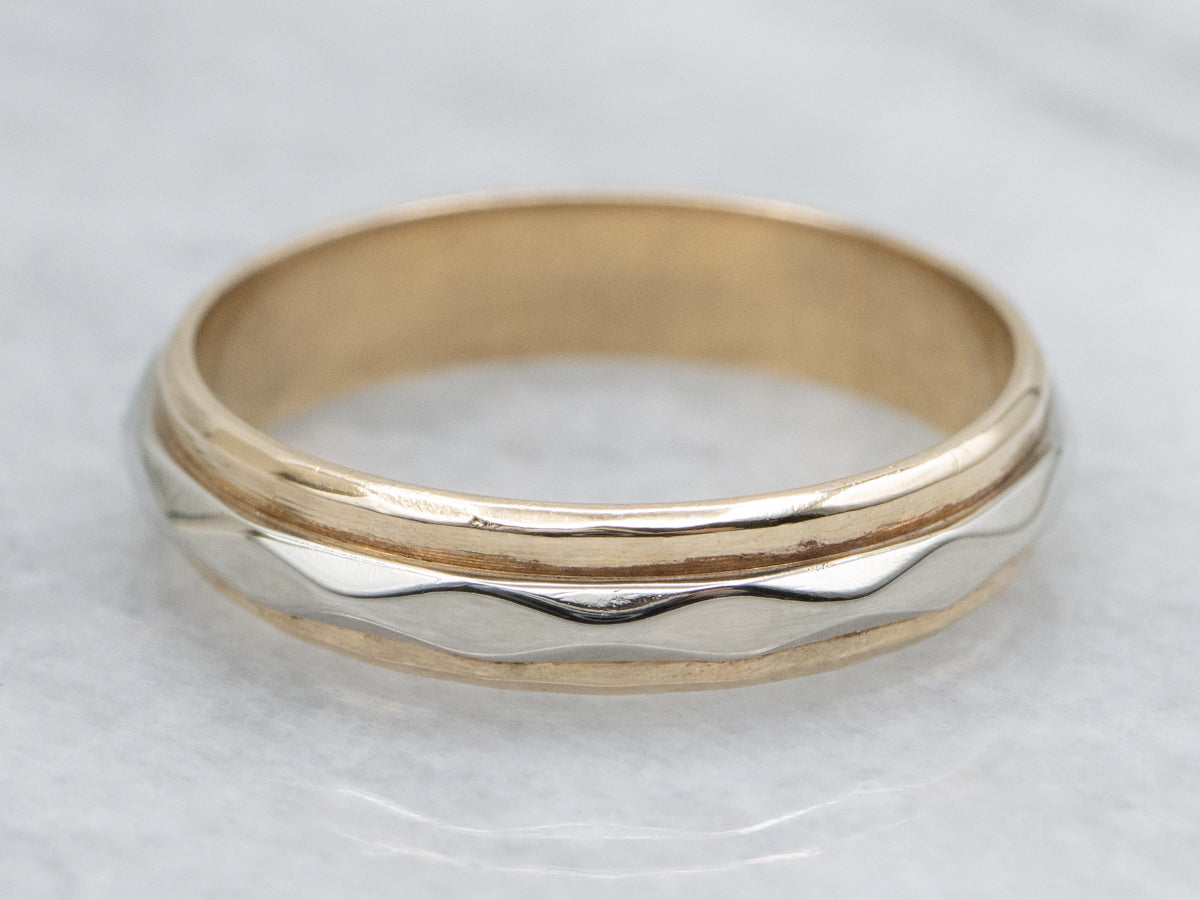 Faceted Two-Tone Gold ARTCARVED Band