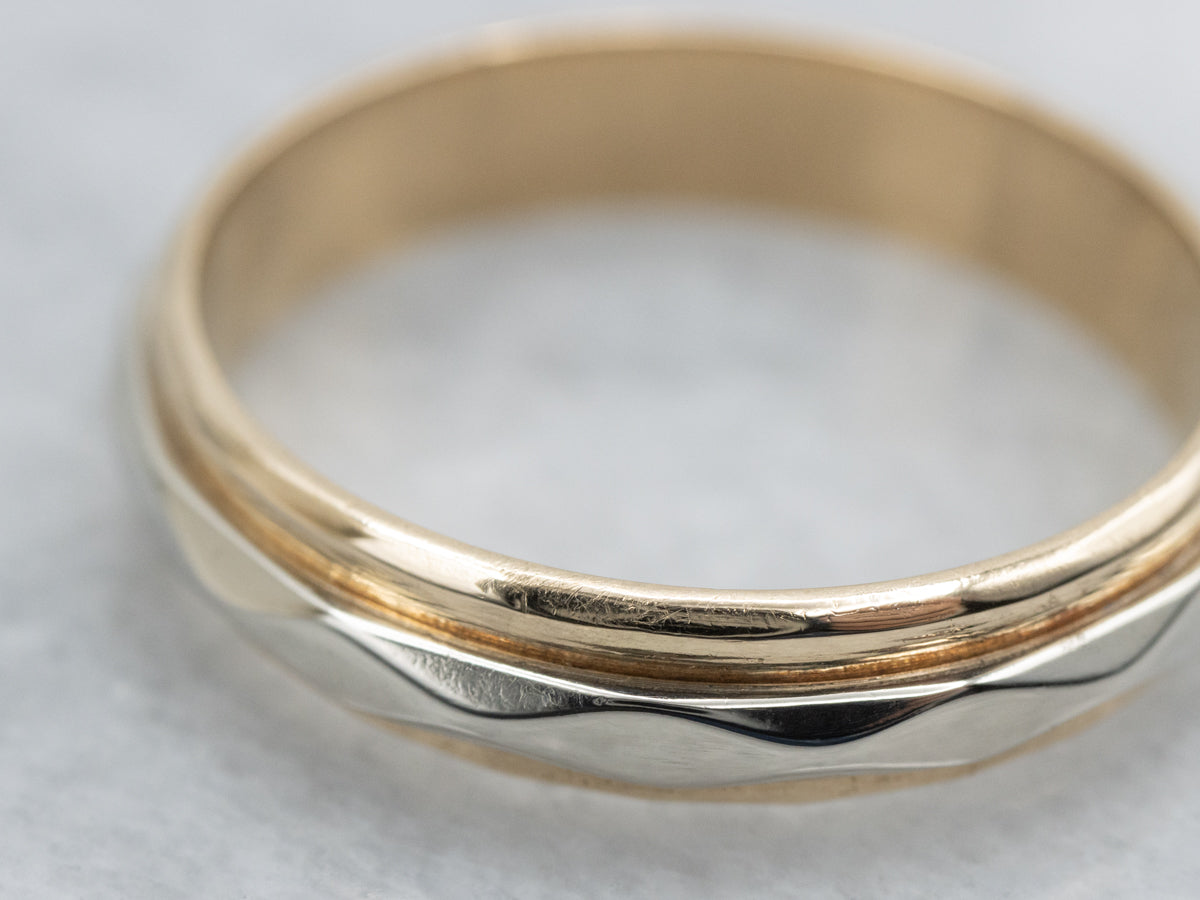 Faceted Two-Tone Gold ARTCARVED Band