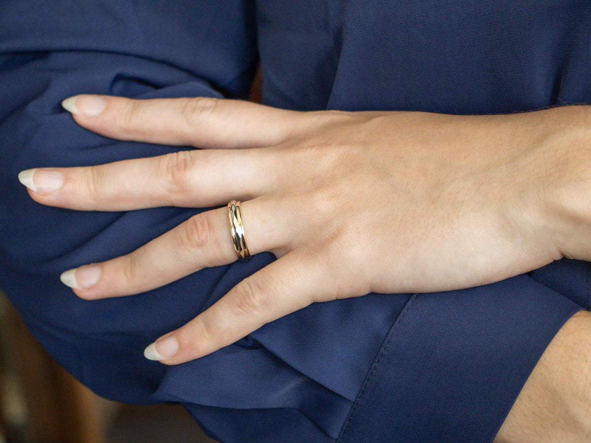 Faceted Two-Tone Gold ARTCARVED Band