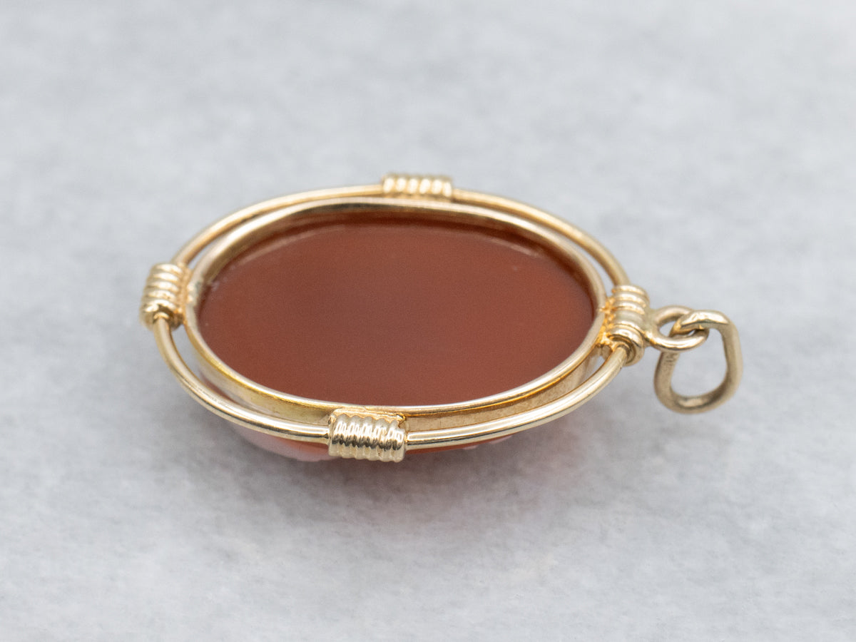 Vintage Sardonyx Cameo Yellow Gold Pendant