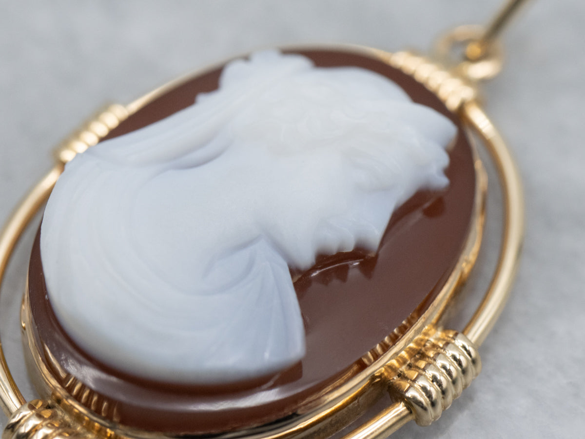 Vintage Sardonyx Cameo Yellow Gold Pendant