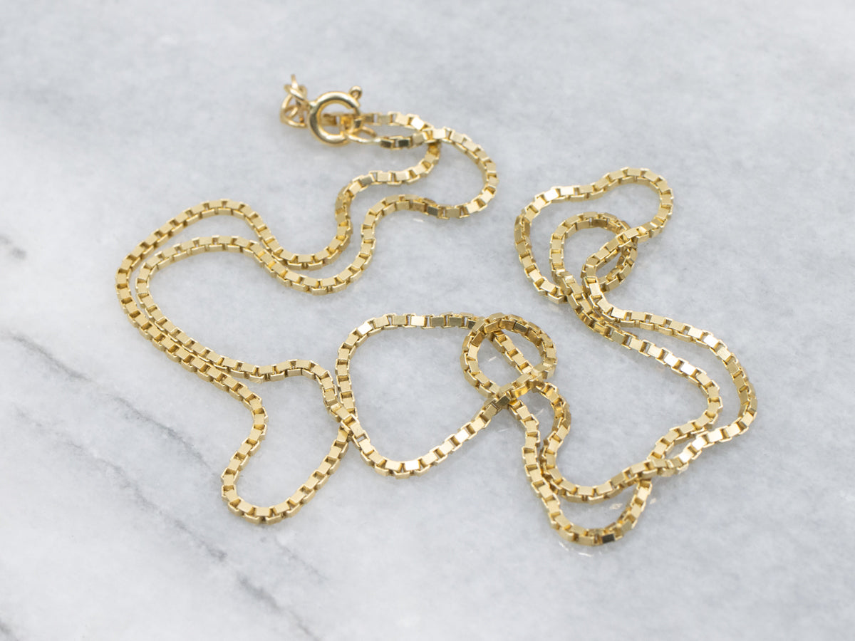 18-Karat Yellow Gold Box Chain with Spring Ring Clasp