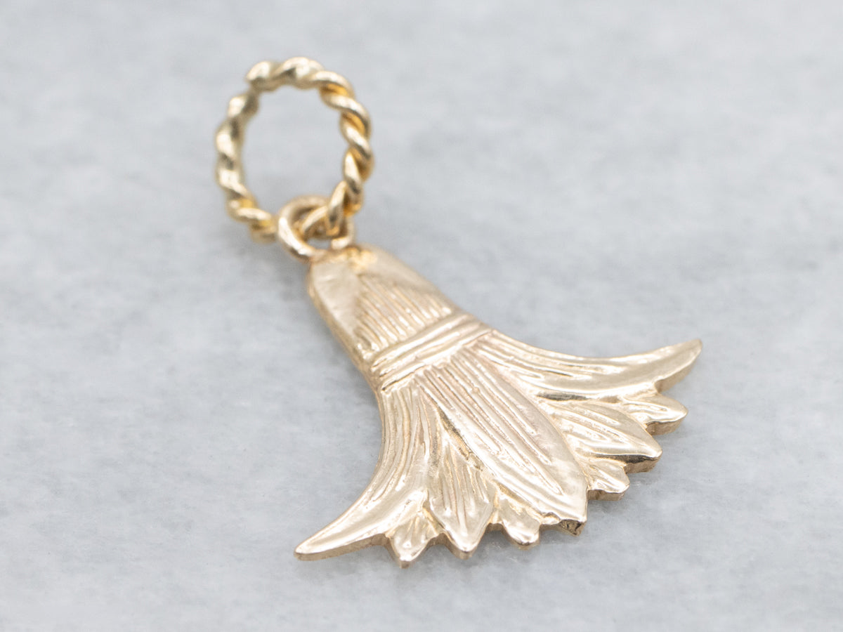 Yellow Gold Egyptian Lotus Flower Pendant with Twisted Bail