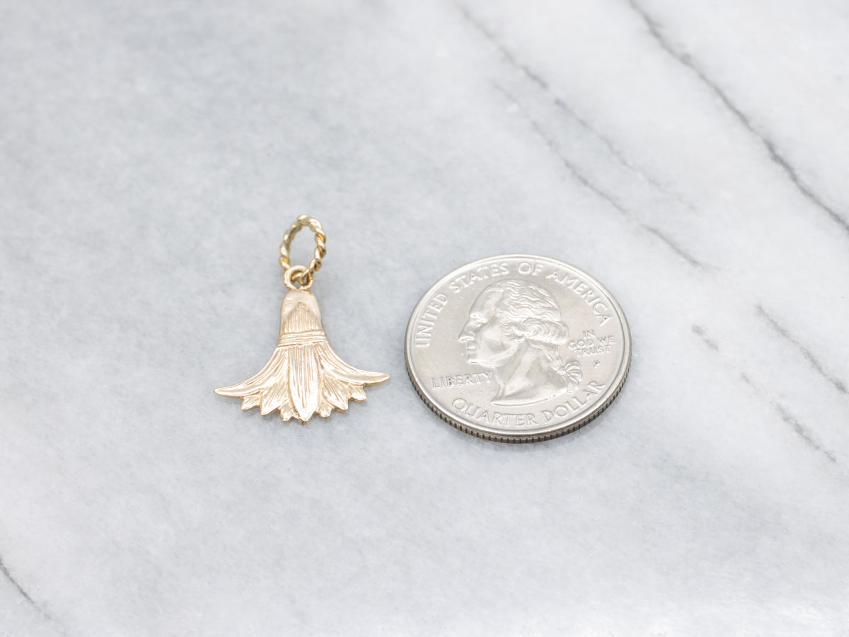 Yellow Gold Egyptian Lotus Flower Pendant with Twisted Bail