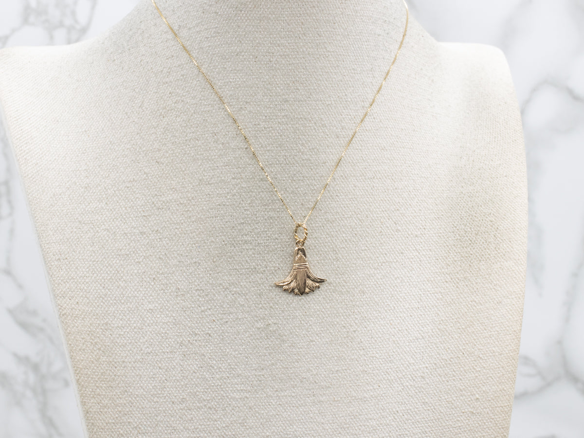 Yellow Gold Egyptian Lotus Flower Pendant with Twisted Bail