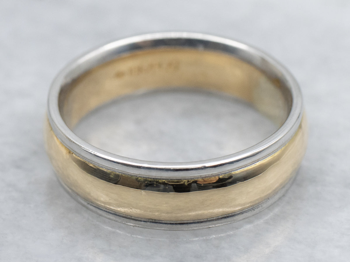 18-Karat Yellow Gold Wedding Band with Platinum Edges