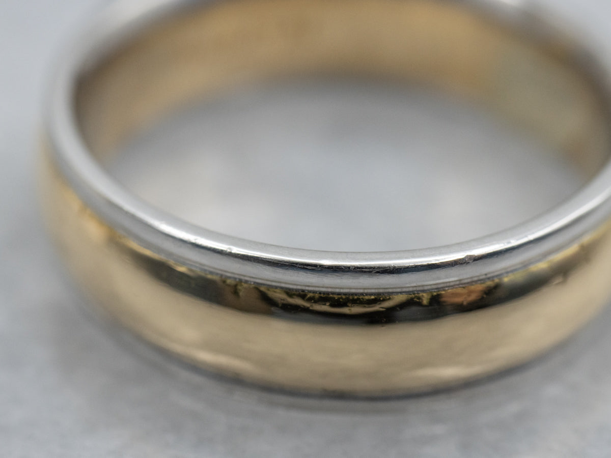 18-Karat Yellow Gold Wedding Band with Platinum Edges