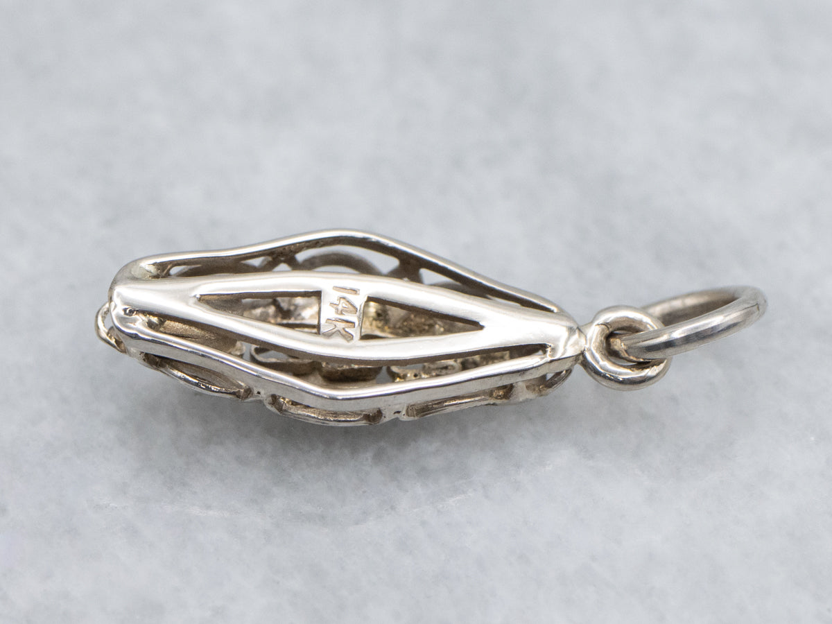 Diamond White Gold Filigree Solitaire Pendant from Vintage Parts