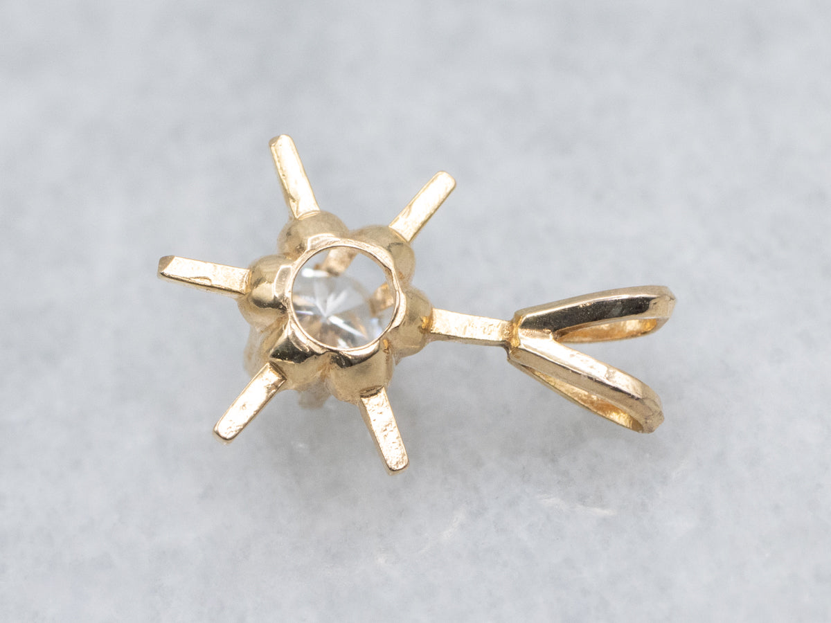 Golden Diamond Starburst Solitaire Pendant