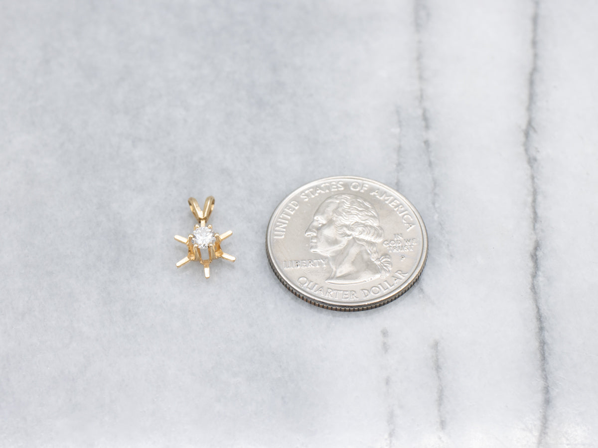 Golden Diamond Starburst Solitaire Pendant