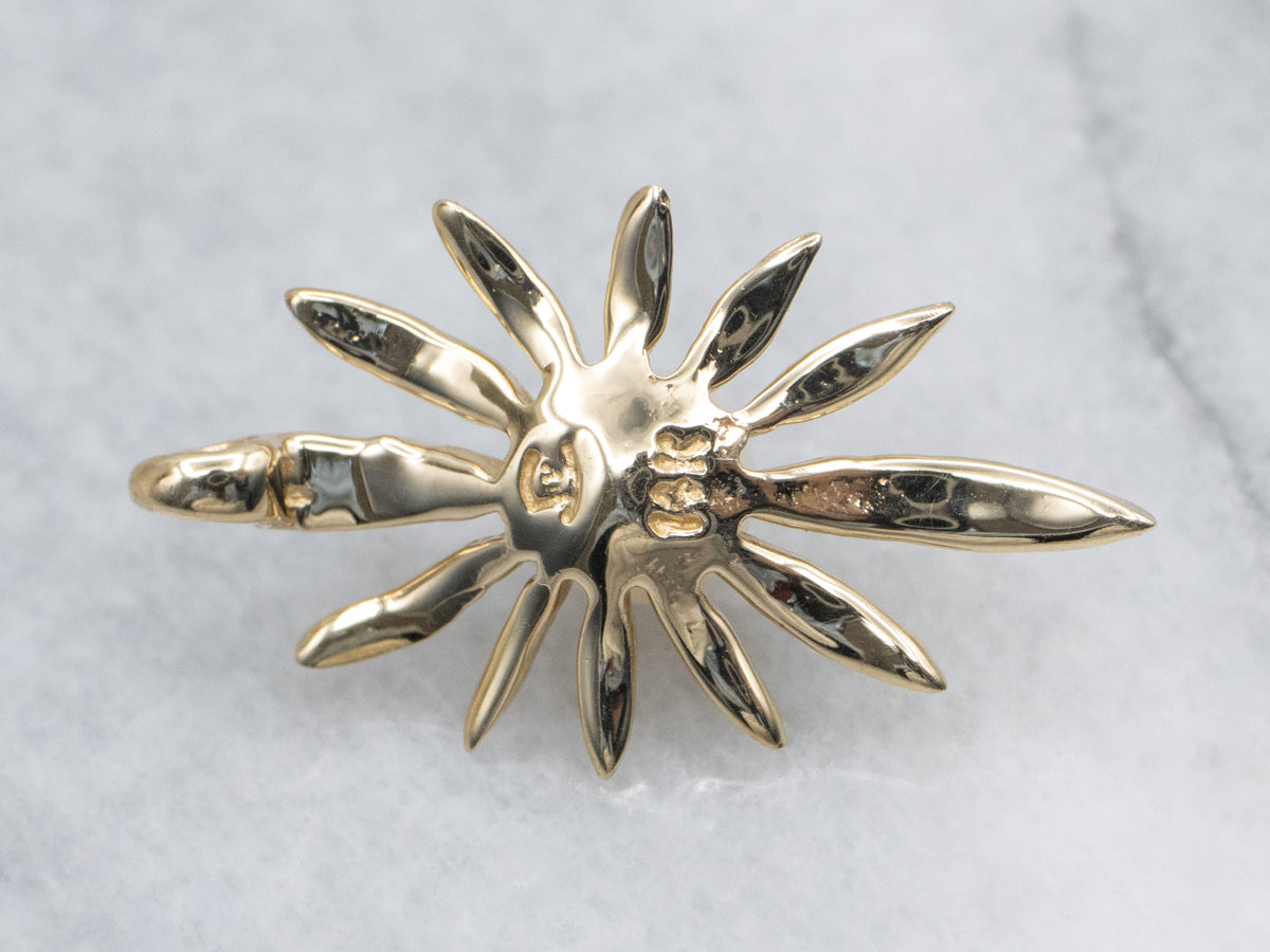 Vintage Golden Pearl Solitaire Flower Pendant