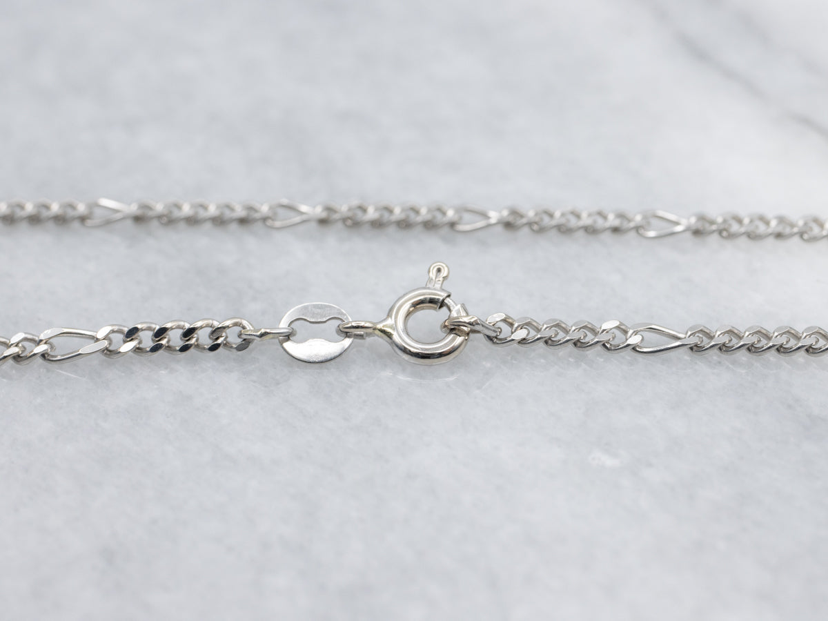 Long 30-Inch White Gold Figaro Chain
