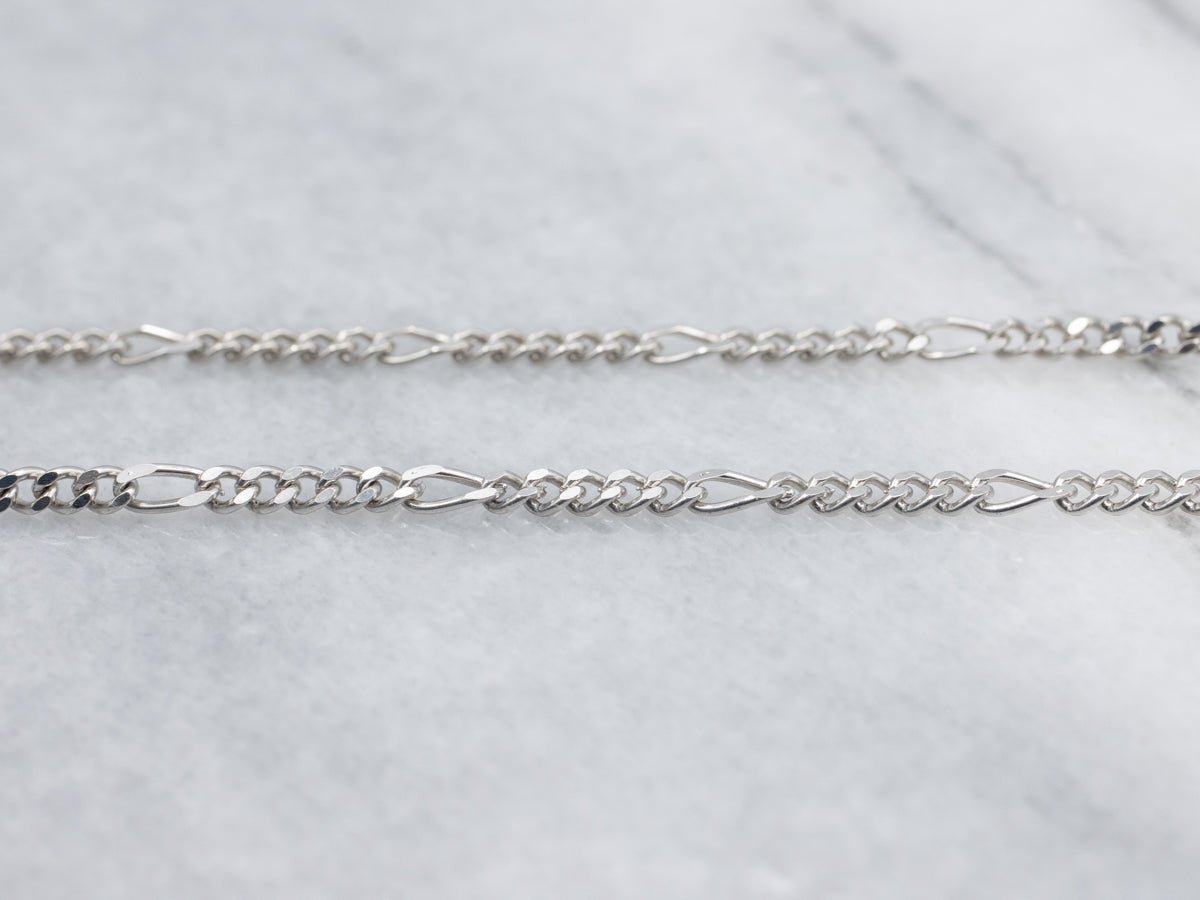 Long 30-Inch White Gold Figaro Chain