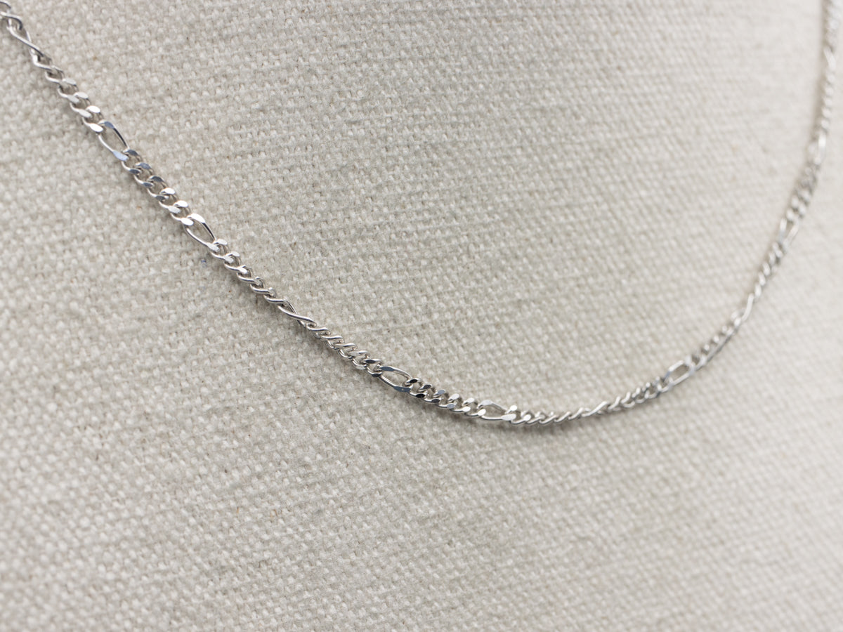 Long 30-Inch White Gold Figaro Chain