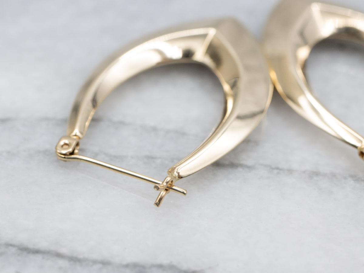 Vintage Pointed Puff Gold Hoop Earrings