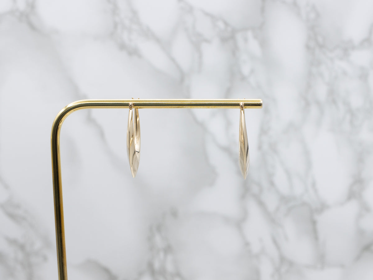 Vintage Pointed Puff Gold Hoop Earrings