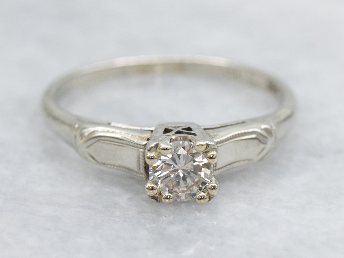 Late Art Deco Diamond Solitaire Engagement Ring