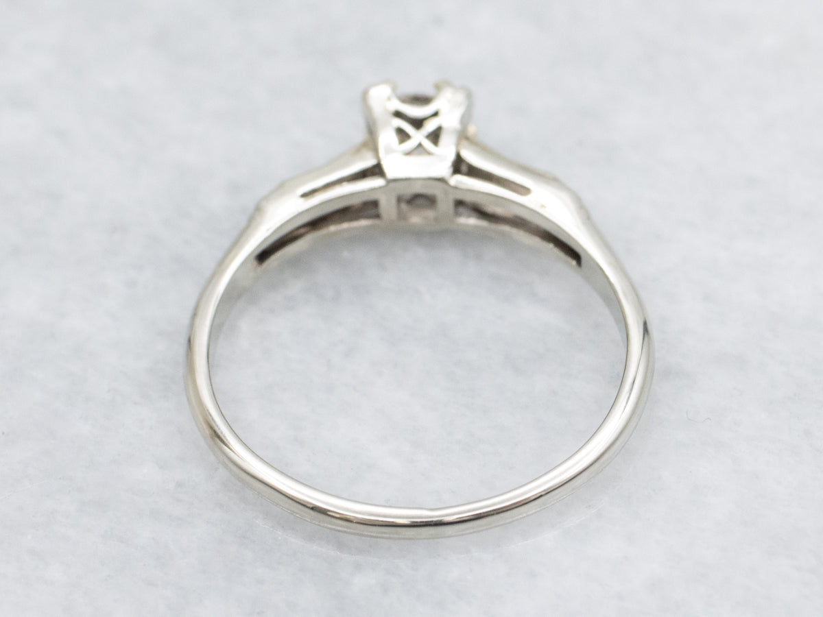 Late Art Deco Diamond Solitaire Engagement Ring