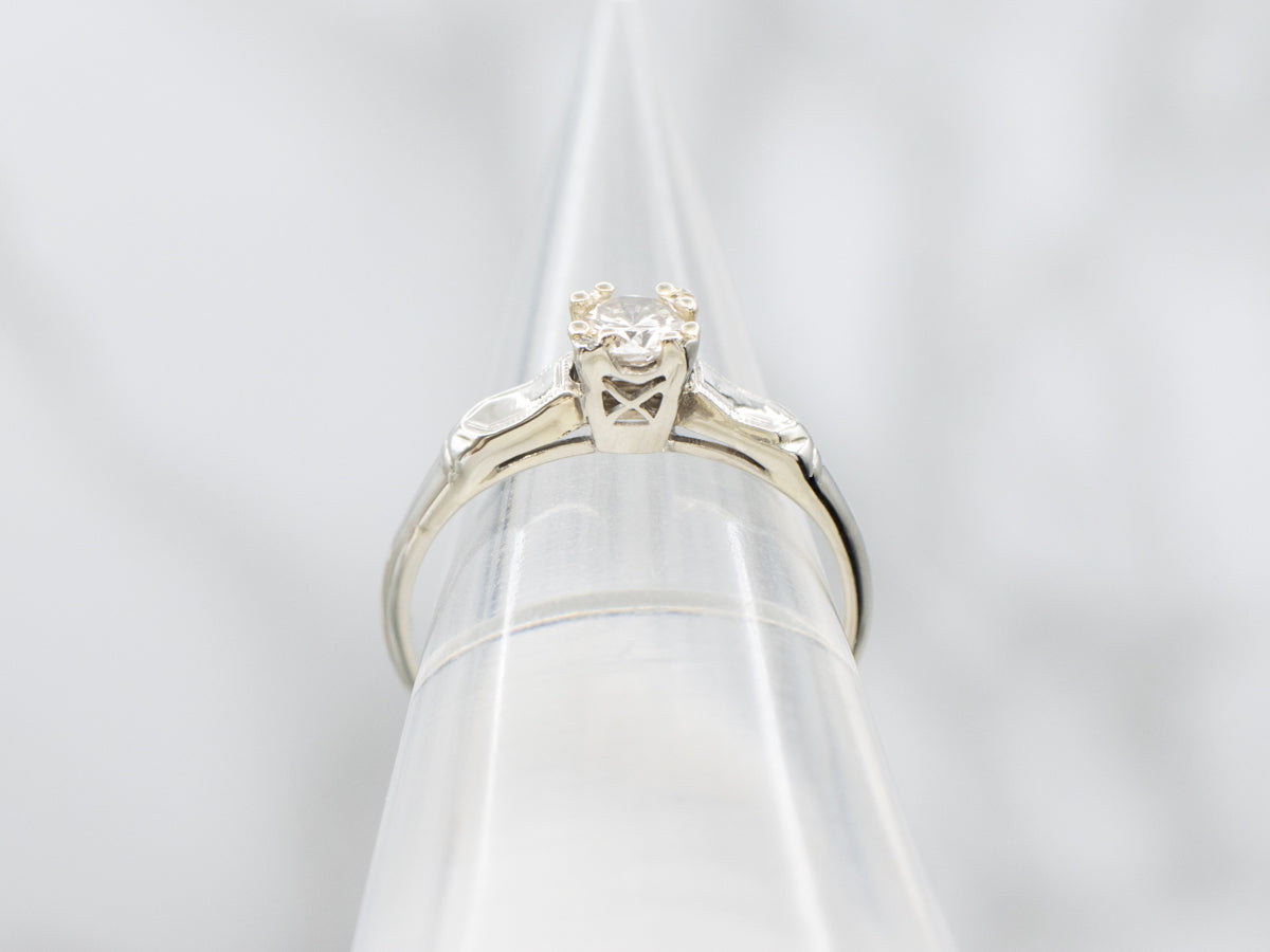 Late Art Deco Diamond Solitaire Engagement Ring