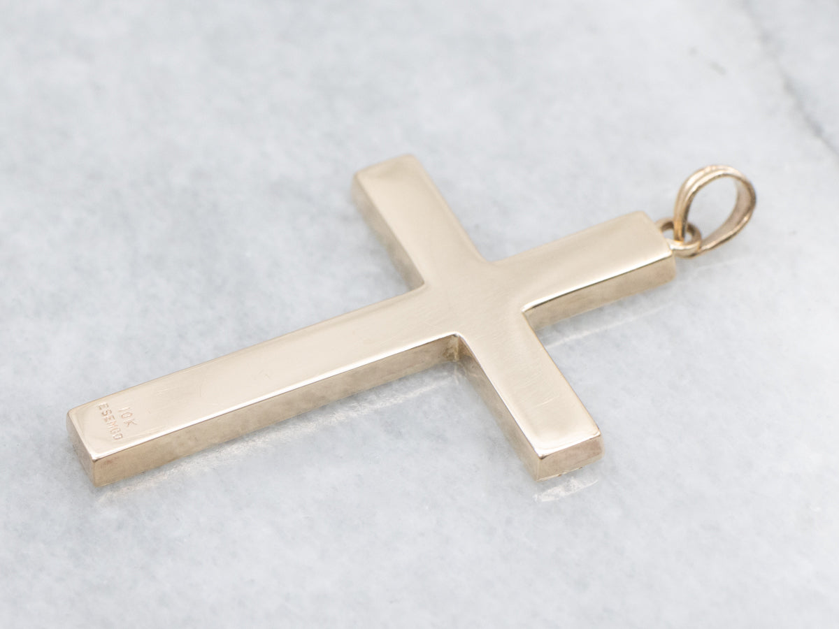 Vintage Gold Engraved Flower Cross Pendant