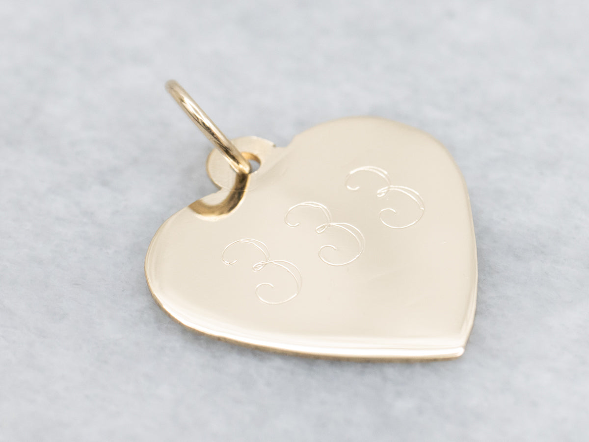 "333 XO" Angel Number Yellow Gold Heart Pendant
