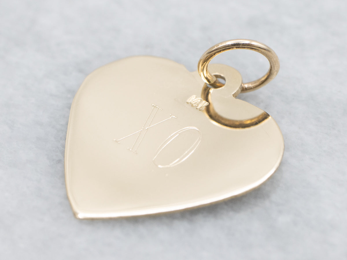 "333 XO" Angel Number Yellow Gold Heart Pendant