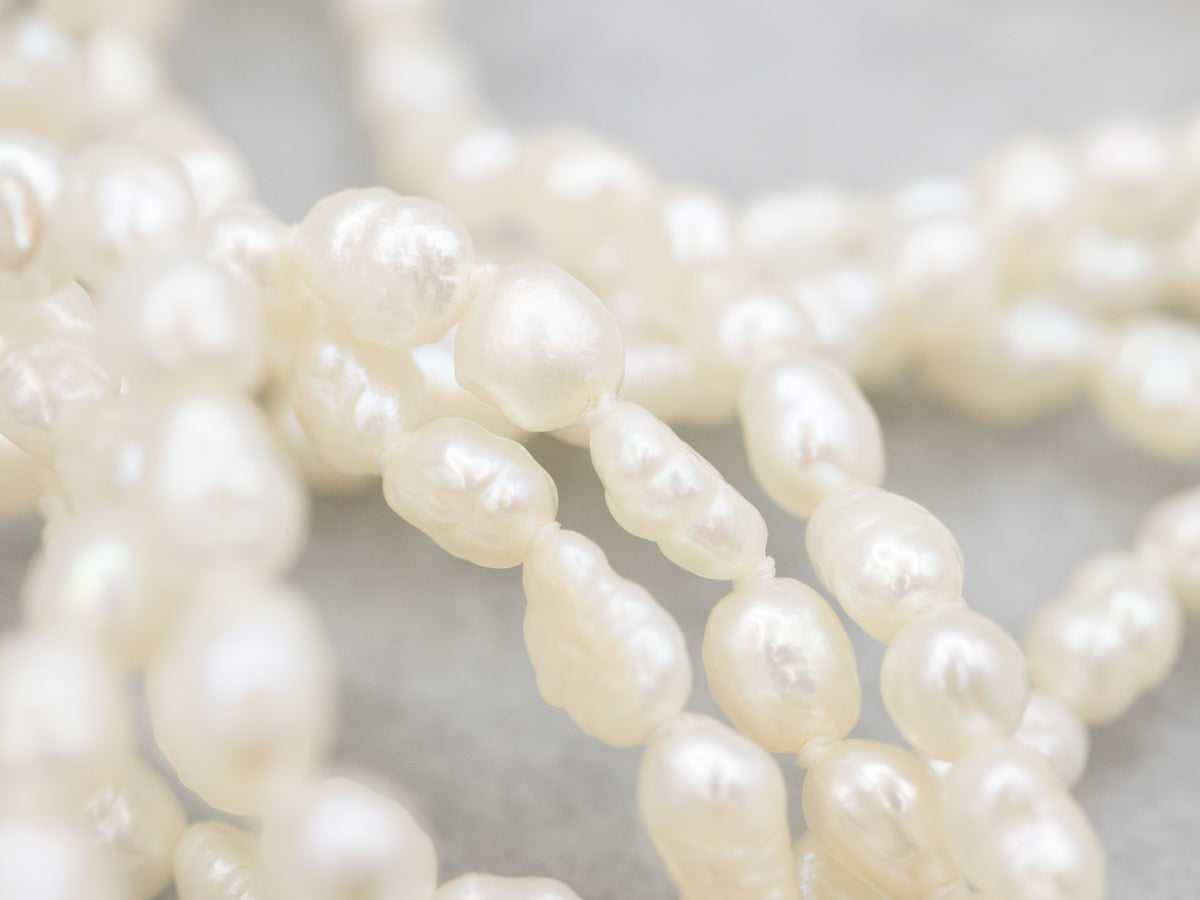 Multi-Strand Freshwater Pearl Jadeite and Gold Vintage Necklace