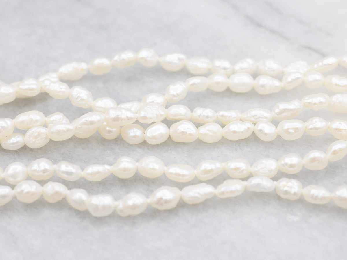 Multi-Strand Freshwater Pearl Jadeite and Gold Vintage Necklace