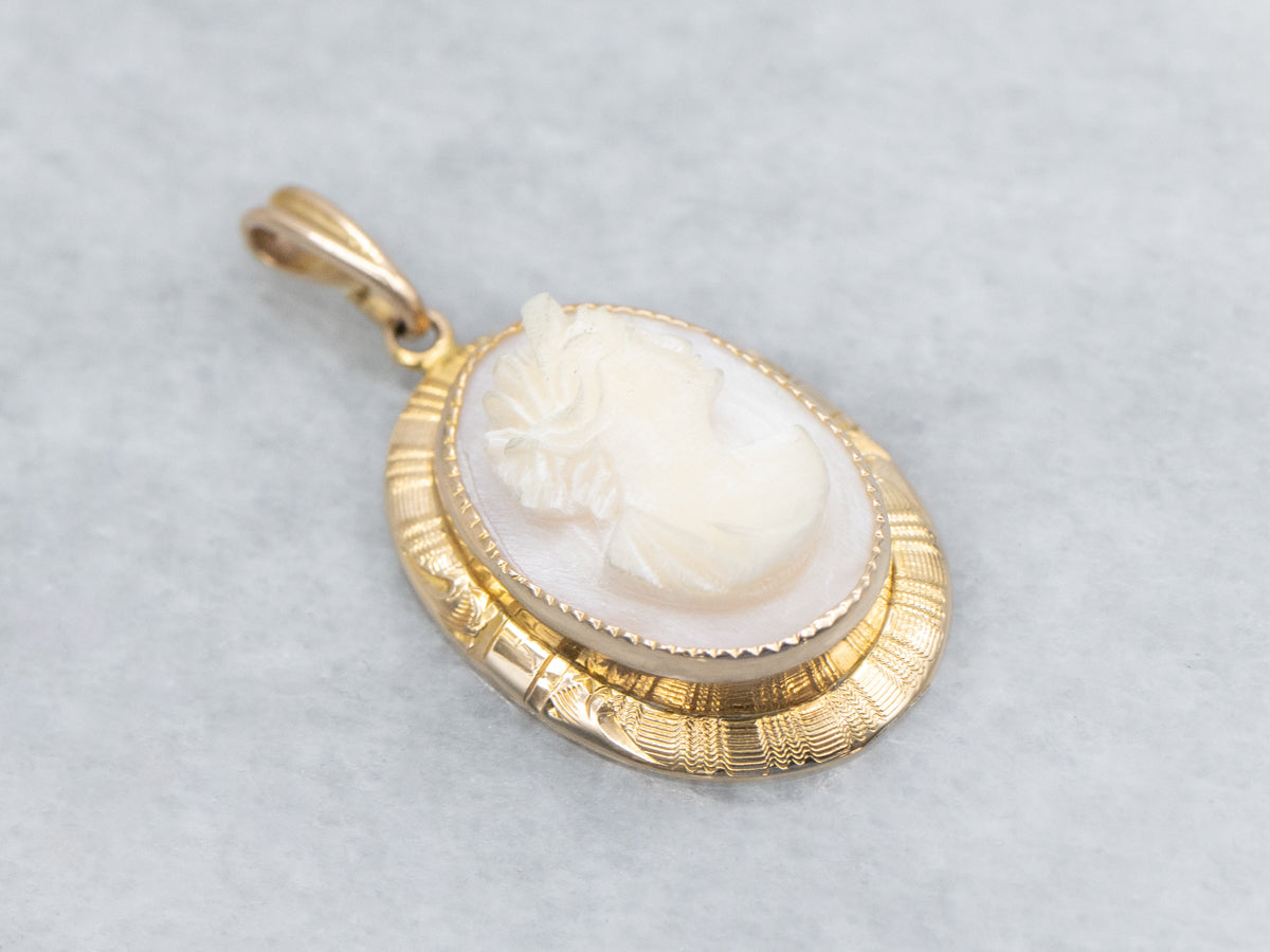 Light Pink Cameo Yellow Gold Pendant