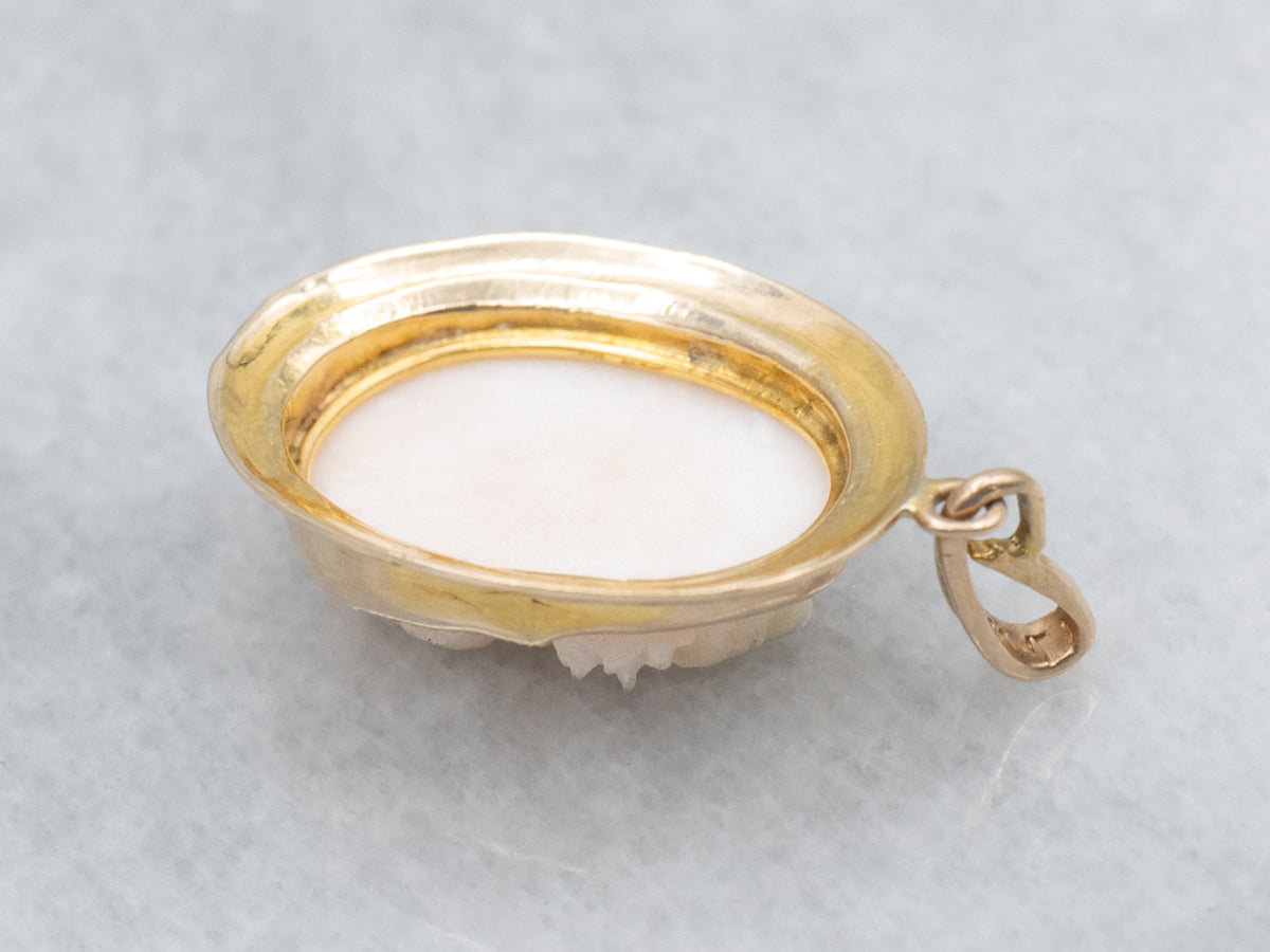 Light Pink Cameo Yellow Gold Pendant