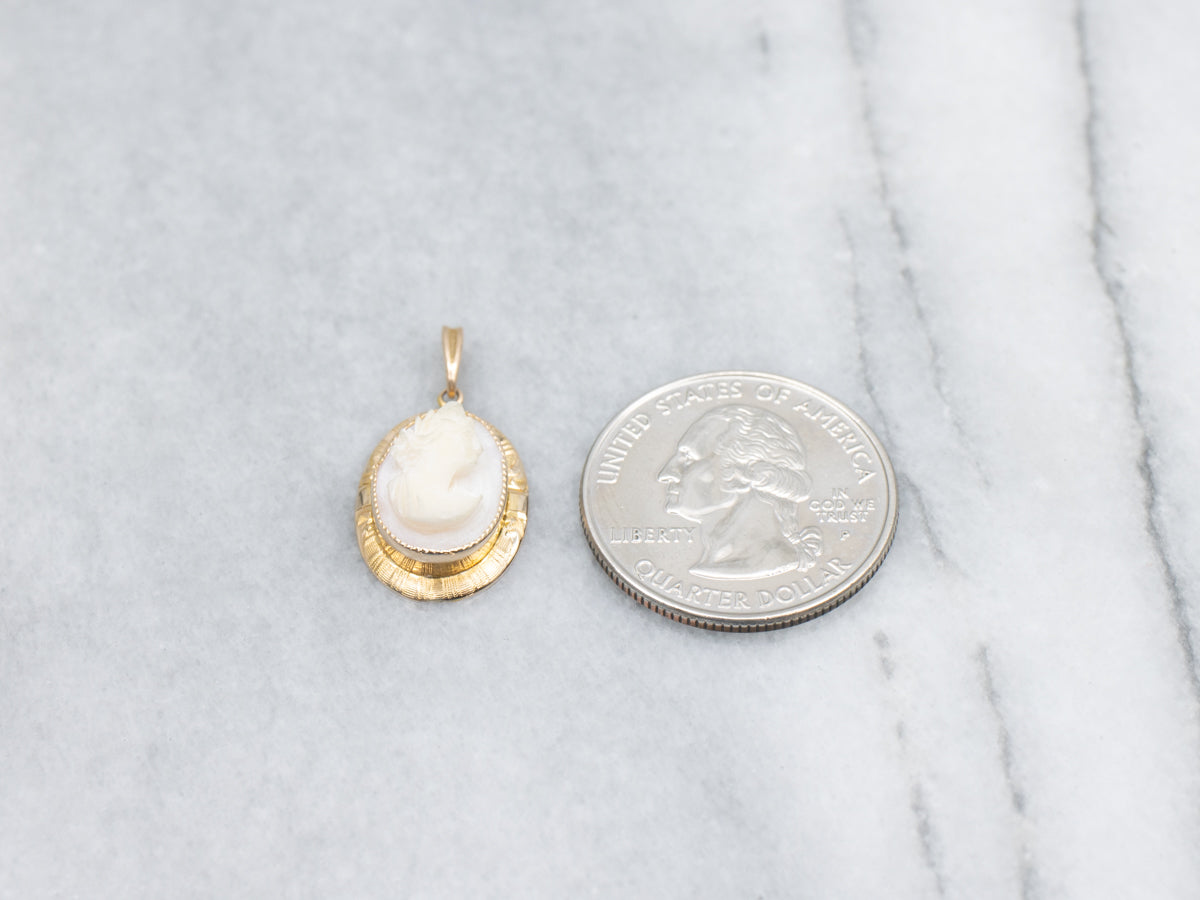 Light Pink Cameo Yellow Gold Pendant