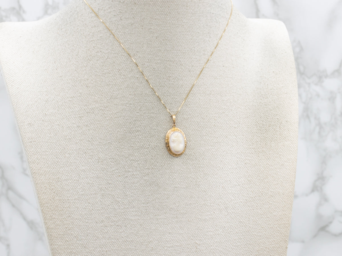 Light Pink Cameo Yellow Gold Pendant