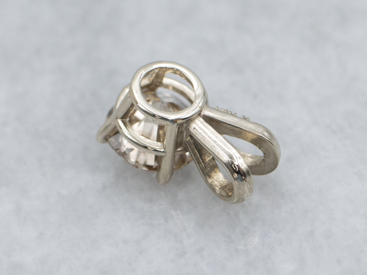 Round Cut Champagne Diamond White Gold Pendant