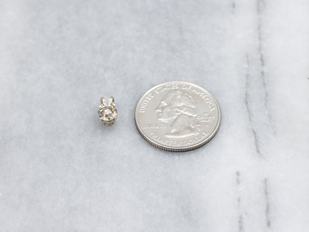 Round Cut Champagne Diamond White Gold Pendant
