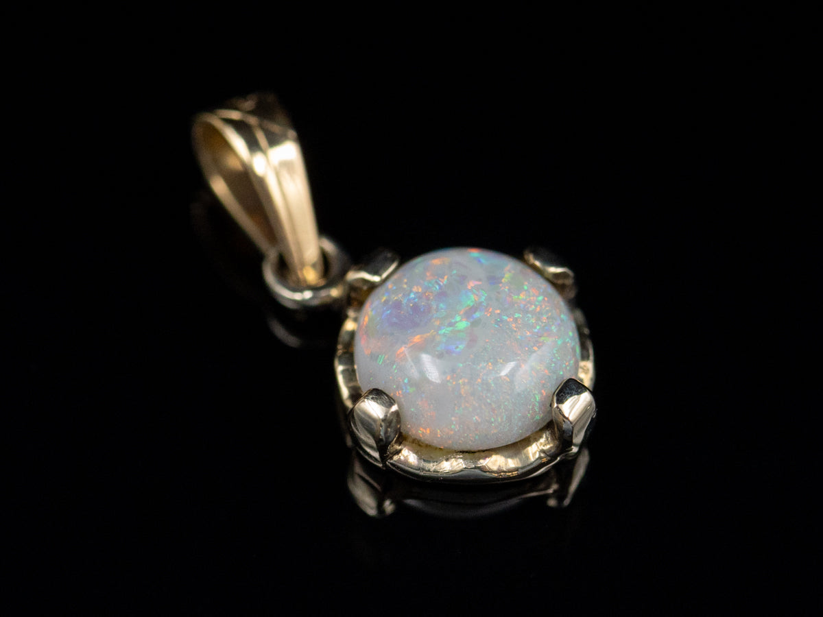 Round Cut Opal Yellow Gold Pendant