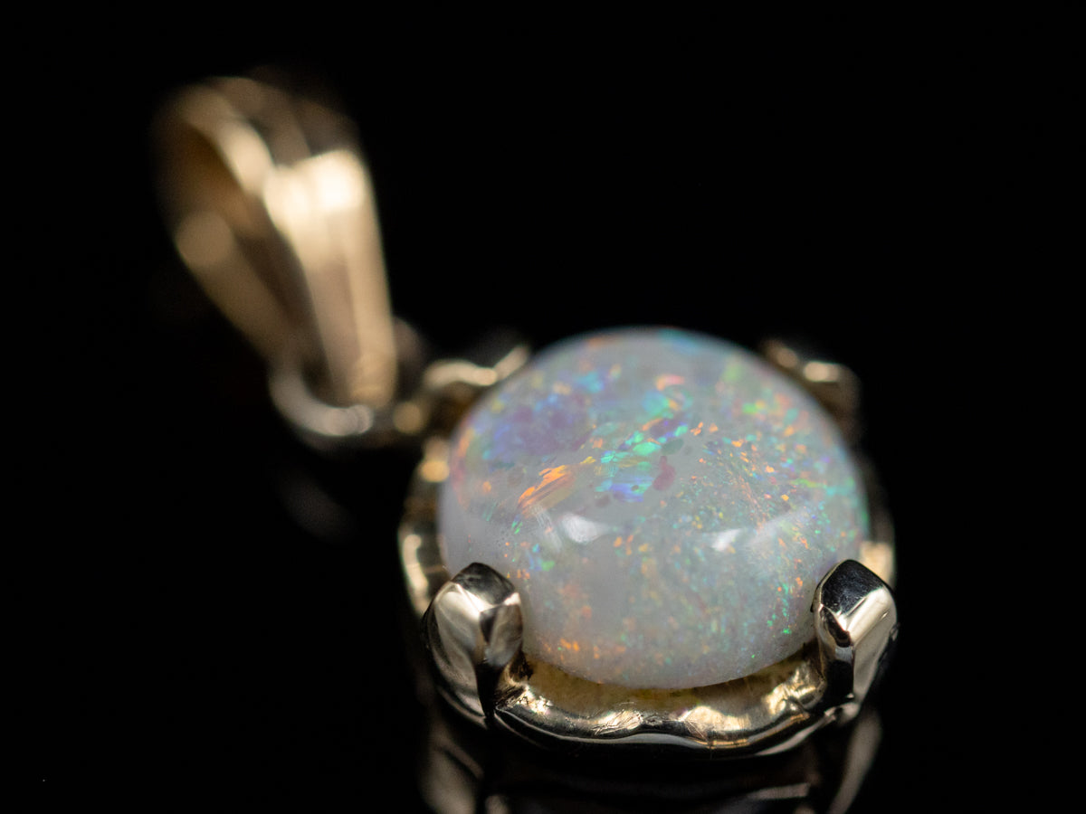 Round Cut Opal Yellow Gold Pendant