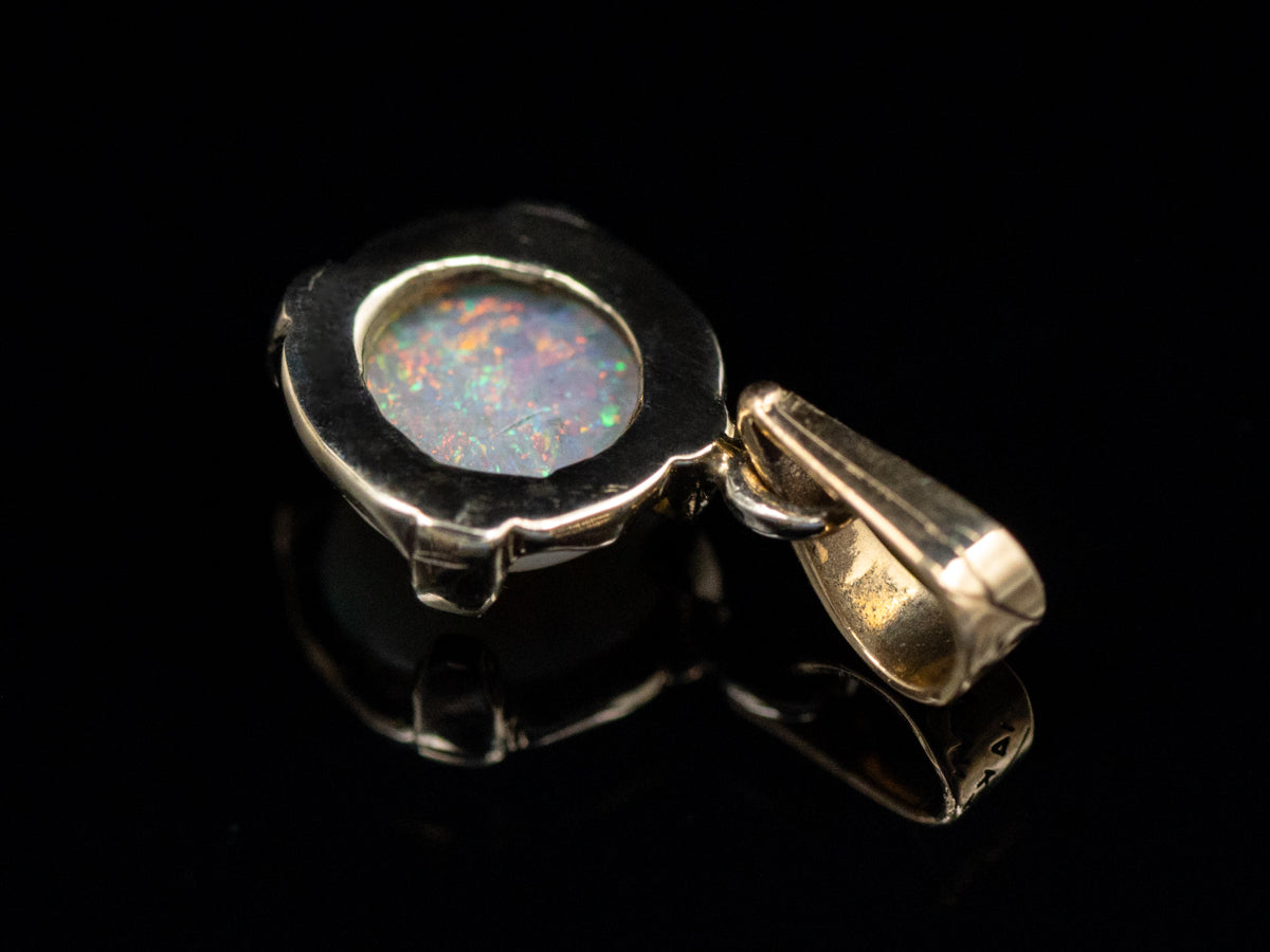 Round Cut Opal Yellow Gold Pendant