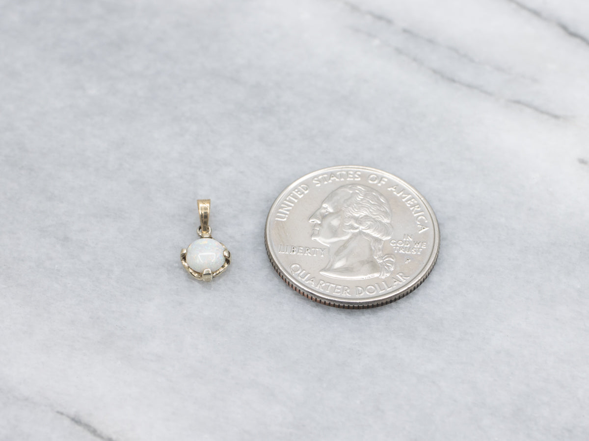 Round Cut Opal Yellow Gold Pendant