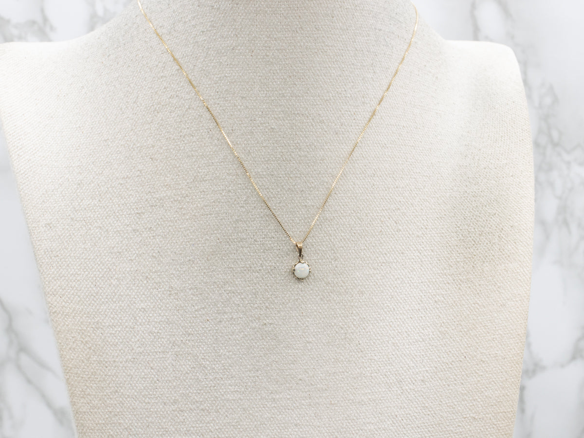 Round Cut Opal Yellow Gold Pendant