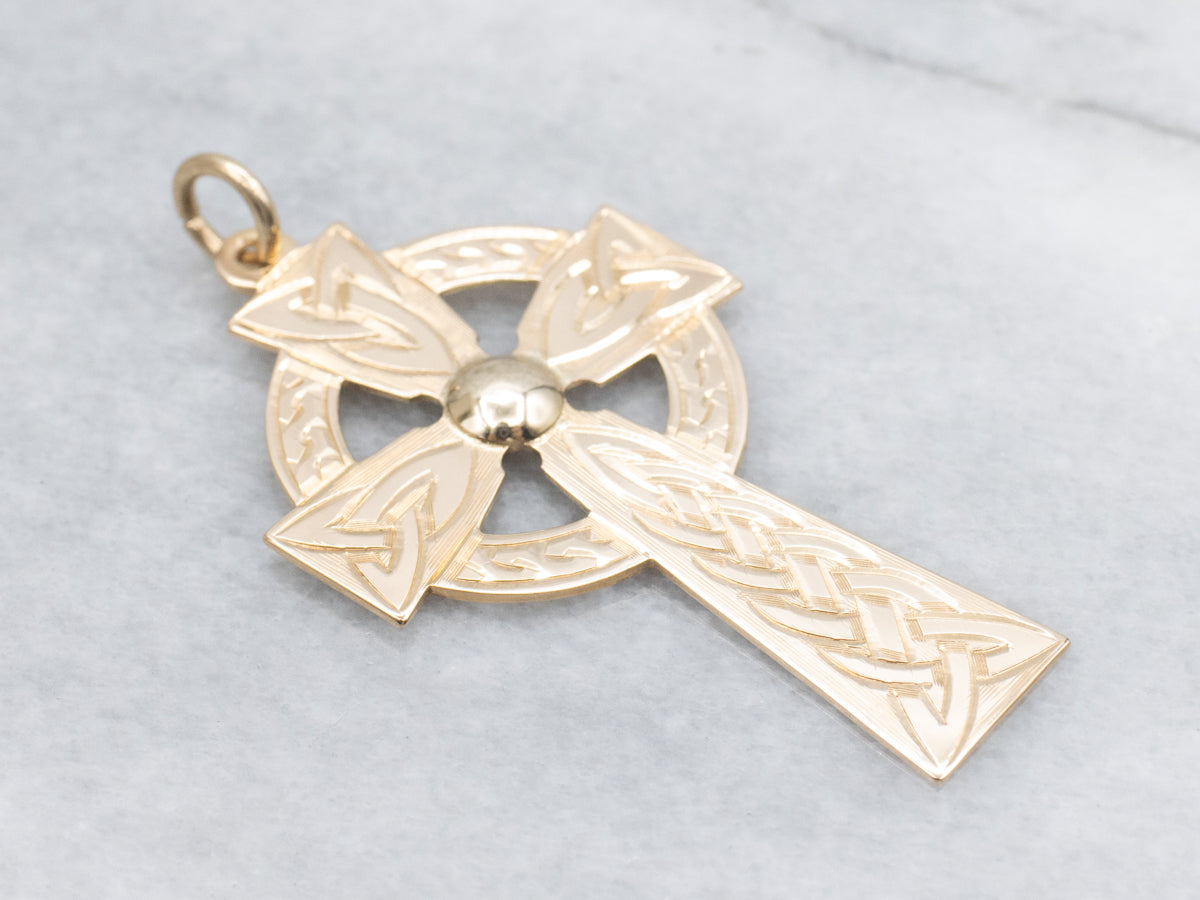 Unisex Gold Celtic Cross Pendant